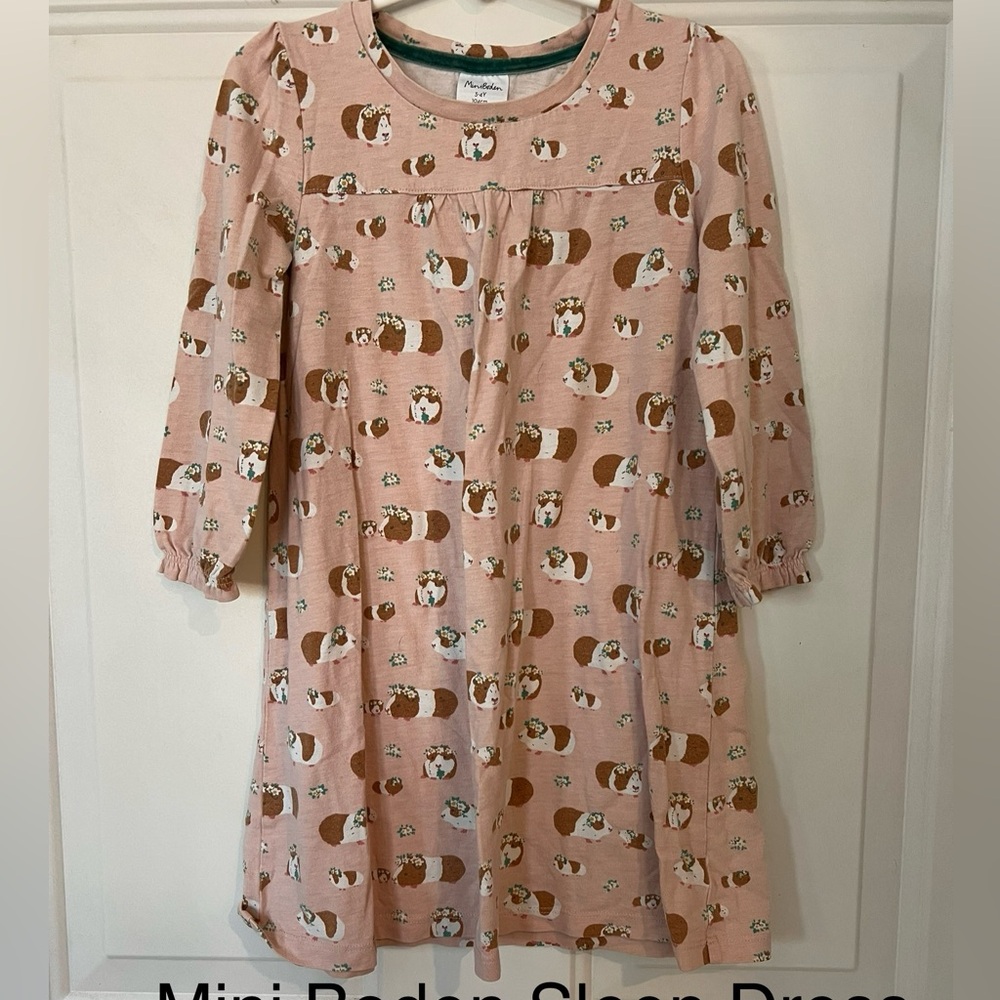 Mini Boden Pink and Brown Animal Print Sleep Dress